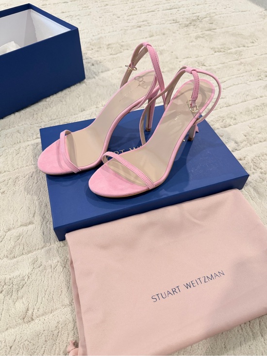 Stuart Weitzman Shoes - Stuart Weitzman Blush Pink Suede Slingback Heels